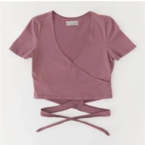 Urban Outfitters Crop Wrap Short Sleeve Shirt GUC